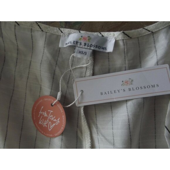 Baileys Blossoms Cardigan Womens XS/S white black striped Duster Kimono Coverup - Picture 3 of 12